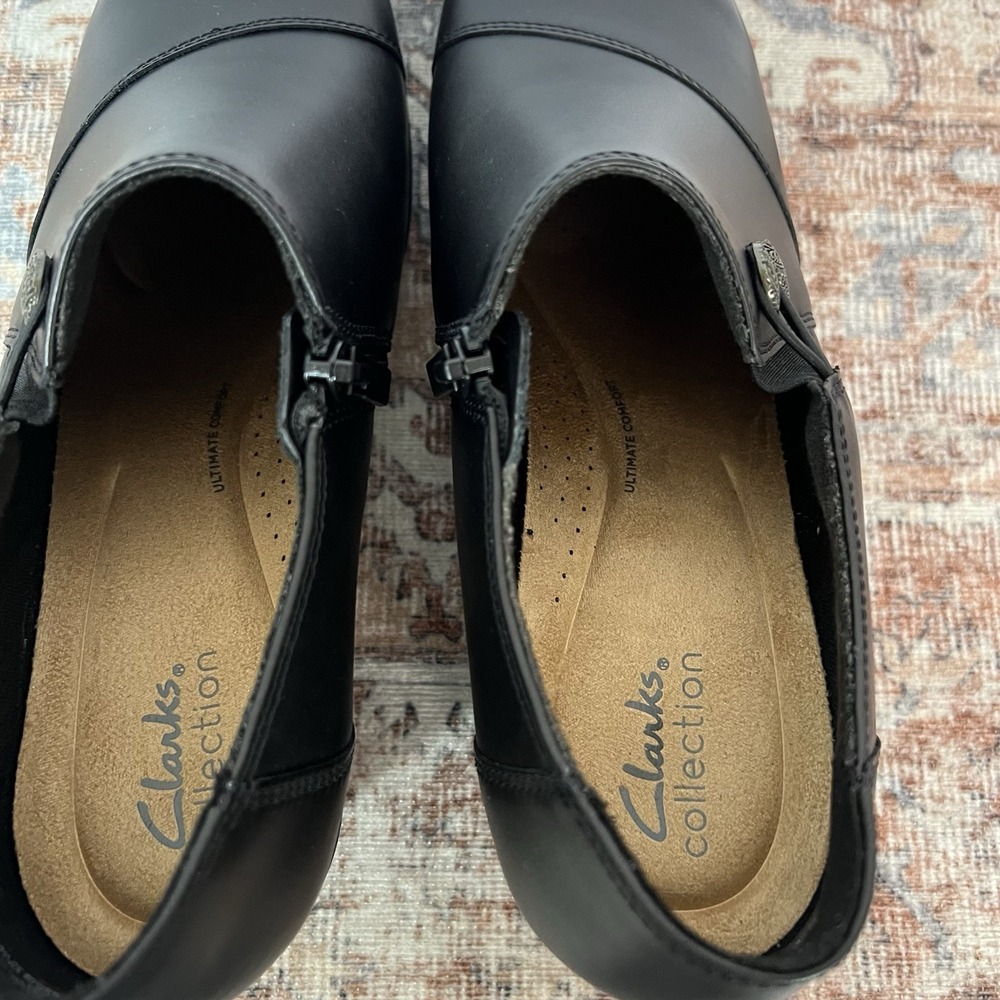 Clarks Emslie Warrens Loafer‎ Shoes Womens 11M Black Leather Ortholite Comfort - Picture 7 of 10